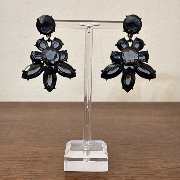 J. Crew Dark Blue Statement Dangle Earrings - Picture 1 of 4